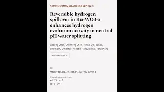 Reversible hydrogen spillover in Ru-WO3-x enhances hydrogen evolution activity in neu... | RTCL.TV