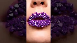 Wait. Is this Real? Purple Crystal Candy lipstick Transformation ASMR #asmr#lipmakeup #beauty #aiart