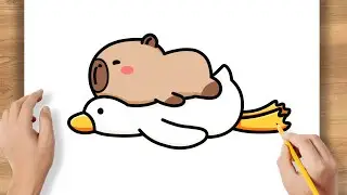 C&oacute;mo dibujar un capibara con cisne f&aacute;cil | How to Draw a Capybara with Swan Easy
