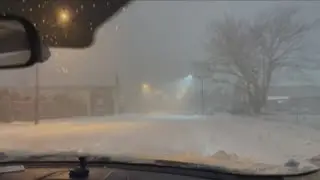 Current road conditions during the morning lake effect snow