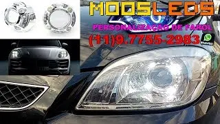 FAROL CELTA PRISMA ONIX COM PROJETOR ESTILO PORSCHE CAYENNE DRL 07 08 09 10 11 12 13 14