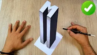 INCREIBLE Dibujo 3D 🔥 Como Hacer la Letra M en 3D con Profundidad ✅