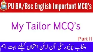 My tailor mcqs | BA/Bsc english part 2 Mcq's | BA/Bsc english Important Mcq's for online exam