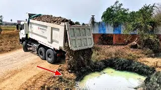 Starting New Project Dozer DH17C3 Skill For Building The Water Using Stone For Fill Landfill Pushing