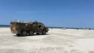 supacat high mobility transporter - COOL MILITARY VEHICLE GOING DOWN THE BEACH