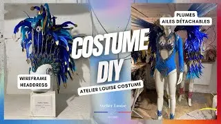 DIY amazing Gold Blue Wings Wireframe Headdress Carnival Cabaret fashion