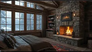 Cozy Winter Bedroom 🔥 Fireplace Sounds for Deep Sleep | Live 4H