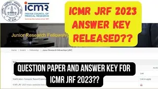 ICMR JRF  2023 ANSWER KEY and QUESTION PAPER !!(UPDATE)