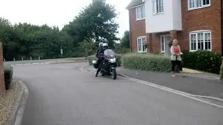 Pat & John Cozens on their BMW motorbike in Marston Moretaine