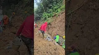 clearing material longsoran dan perbaikan pasangan batu