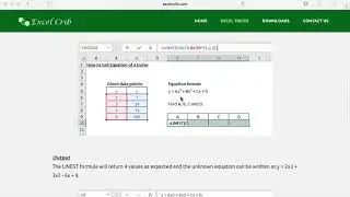How to Curve Fit in Excel, Equation Finder - LINEST Function