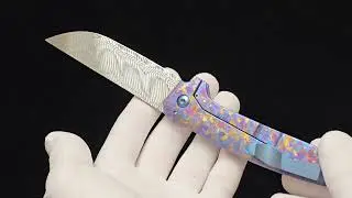 Damascus Folding Knife Review | Noblie Custom Knives | Damasteel & Crystallized Titanium Scales