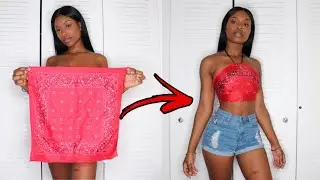 $1 DIY BANDANA TOP | Turning a bandana into a top | Super easy