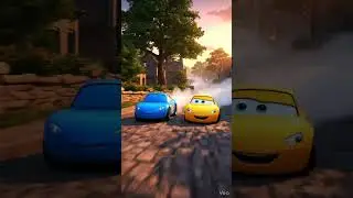 WOW! 🌅🚗💨 Colorful Cartoon Cars Racing in a Foggy Sunset Village! 😍🌳 #cartoon #littlestars #car