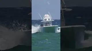 Freeman 37 Cat blasting through The Boca Inlet  @freemanboatworks #goalsanddreams