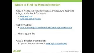 WEBINAR: UGE International TSXV UGE, OTCQB UGEIF Q3 2020 Financial Results
