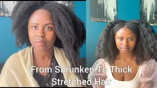 How I Stretch Shrunken 4c hair To Stretched Voluminous Hair #naturalhair #longnaturalhair #4chair