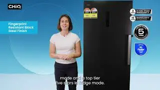 CHiQ 380L Hybrid Vertical Freezer (Left Hinge, Black Steel) | CSH379NBSL5