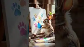 Rabbit making painting #rabbit #painting #ai #aiart #paint #cartoon #animal #animals #forest #viral