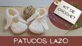 KIT DE CROCHET 🧶 Patucos Lazo para Beb&eacute; ✔