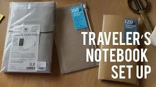 Midori Traveler's Notebook Olive Edition Limited Unboxing and Basic Set up