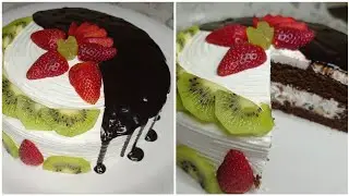 Fresh Fruit Chocolate Cake | Fresh Fruit Cake Recipe | Eggless Chocolate Cake #cakerecipe #chocolate
