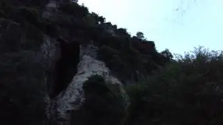 Bats leave Phnom Sampeau cave, Battambang, Cambodia