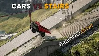 Cars vs Stairs on The Road🎢🚗 Challenge in BeamNG Drive!
