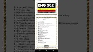 ENG502 final term preparation file 2025 most repeated questions by Natasha study zone