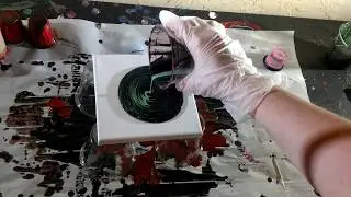 Left Over Acrylic Paint Pour - Tree Ring Style!