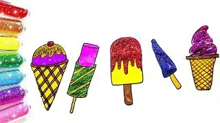 Glitters ICECREAM Drawing & Coloring For Kids | Kiddle Kids TV