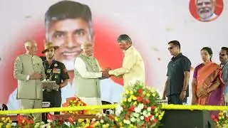 PM Modi attends swearing in ceremony of new Andhra Pradesh government | Chandrababu | Pawan Kalyan