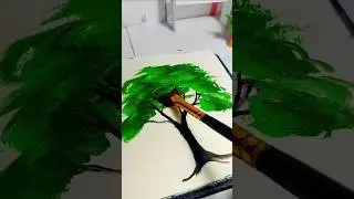 0.3x speed tree painting 🌳#acrylicscenery #art #cute #shorts