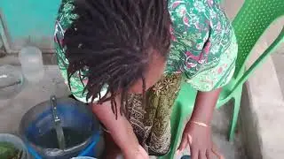 Cooking traditional vegetables in Ash water