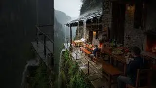 ASMR Rainy Cliffside Escape 🌧️ | Cozy Mountain Cabin Ambience #rainsounds