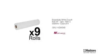Essentials White Couch Roll 20 2ply 40m x 500mm Case of 9 SKU H2W540