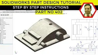 SolidWorks 3D Model of a Mechanical Bracket with Curved Surface and Mounting Features | Part No 402