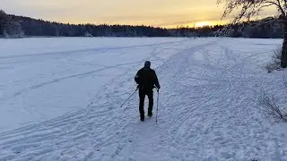 A daunting walk on the Burudvann ice in the sunset