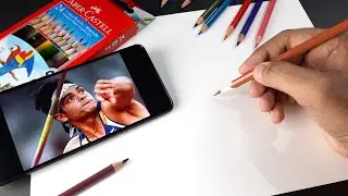 Neeraj Chopra drawing,  First time drawing with Colour pencil | Faber Castel