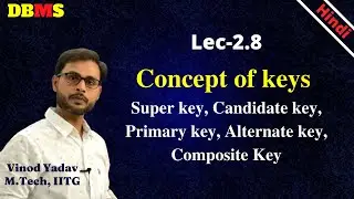 L2.8 | Keys in dbms | Primary key in dbms | Candidate key | Types of keys in dbms | Alternate key