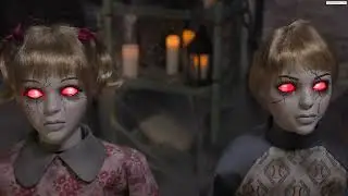 Apocalypse Twins with Stuffed Bear Animated Halloween Prop from TheHorrorDome.com