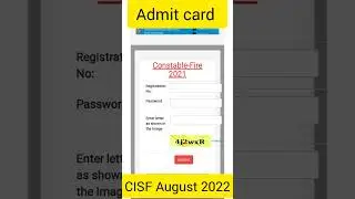 CISF Constable Fire Admit card 2022 Download at cisfrectt.in