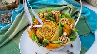 Видеоурок как собрать корзину из сухофруктов. #videoidea #masterclass #gift