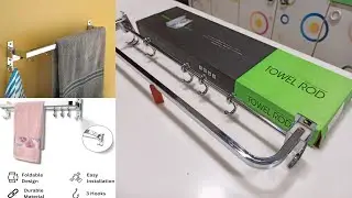 Towel Rod (Unboxing ) Wall Mounted Stainless Steel Towel Hanger | Folding Towel Rack | Towel Stand