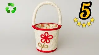 Из мусора &mdash; симпатичная корзинка ♻️ | Контейнер из переработанных материалов своими руками для до...