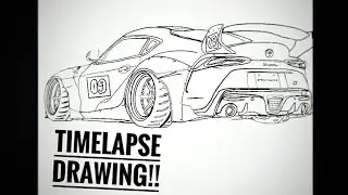 Toyota Supra Customized Drawing [ Timelapse drawing in Procreate]!!