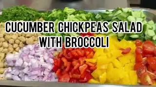 Cucumber chickpeas salad with broccoli 