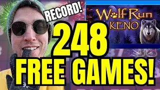 YouTube Record! Biggest Free Game Bonus Ever &mdash; 248 Free Games on Wolf Run Keno 🐺🎰 #keno #kenonation