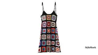 A-Line Crochet Tied Strap Mini Dress