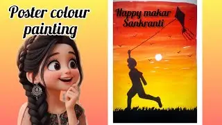Makar Sankranti special poster colours painting 🎨/nature painting #viral#artncraft